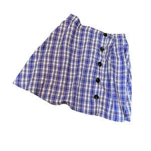 SHEIN Curves Purple Plaid High Waist Button Detail Short Skirt XL